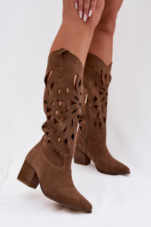 avec des éléments ajourés bottesActivéturalnego en daimu Zazoo 3167 beige
