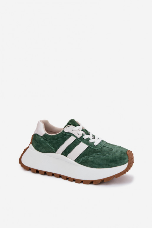 Sneakers Stilvollllschuhe aus INildleder mit einer Plattform D&A GR61-5986 grüne Farbe