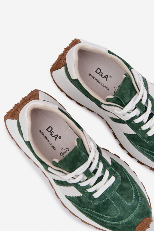 Sneakers model schoenen van suède met platform D&A GR61-5986 groene kleur