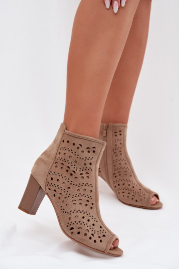 Bottines pour femmes avec éléments ajourés couleur sable Ilavette 2