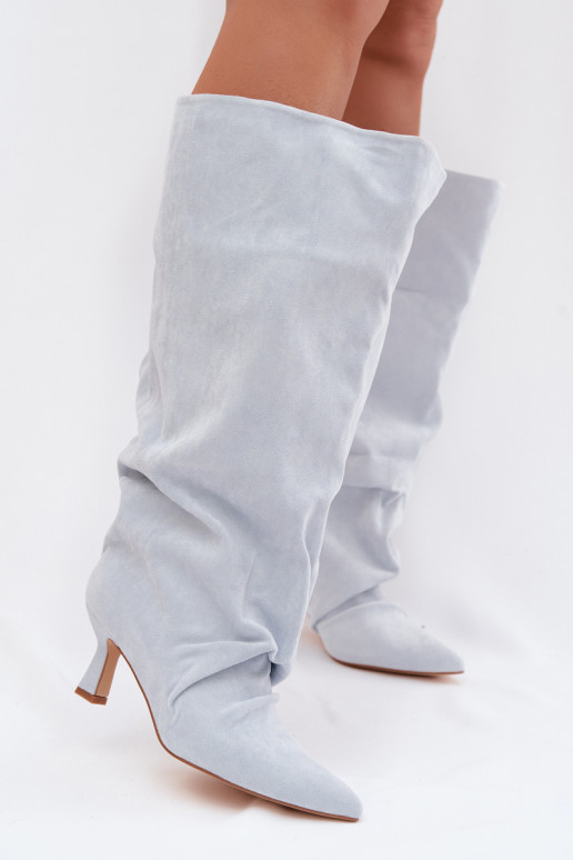 laarzenSzeroką CholeInką I Het heeftrszczeniem met hakken lichtblauIn Harela