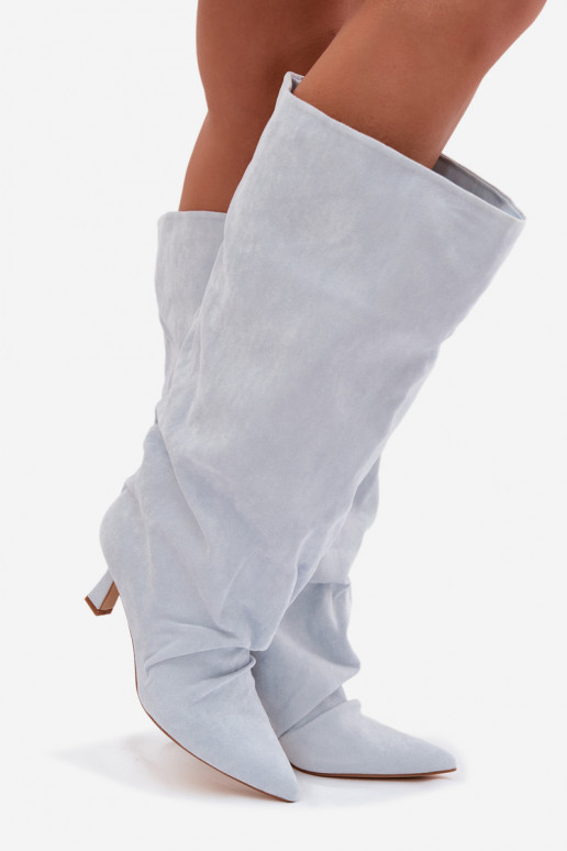 bottesSzeroką CholeÀką I Il fautrszczeniem avec des talons bleu clair Harela