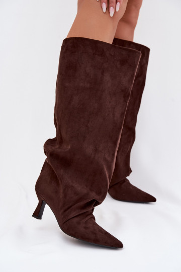 Stiefel mit breiter Schaftweite und Absatz in Schokoladenfarbe Harela 2