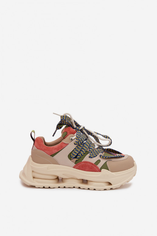 Peau Chaussures modèle baskets Féminin avec une plateforme D&A CR61-3133 beige