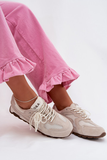 Peau en daim Chaussures modèle baskets Féminin MK61-0705 couleur grise