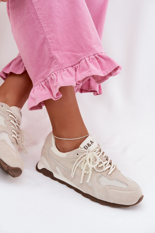 Leer van suède Sneakers model schoenen Dames MK61-0705 grijs