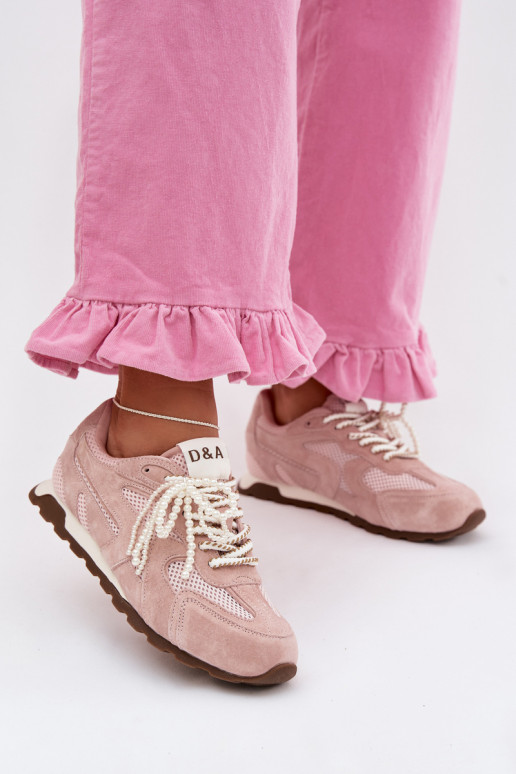 Haut aus INildleder Sneakers Stilvollllschuhe Feminin MK61-0705 pinke Farbe