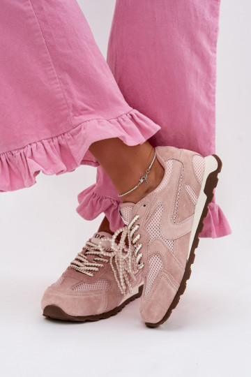 Leer van suède Sneakers model schoenen Dames MK61-0705 roze 2