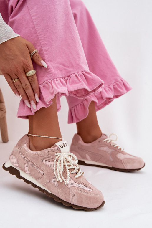 Leer van suède Sneakers model schoenen Dames MK61-0705 roze