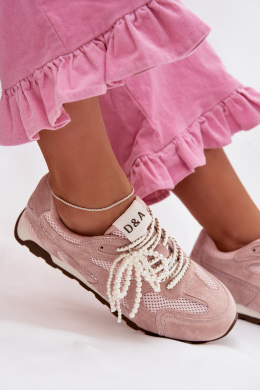 Leer van suède Sneakers model schoenen Dames MK61-0705 roze