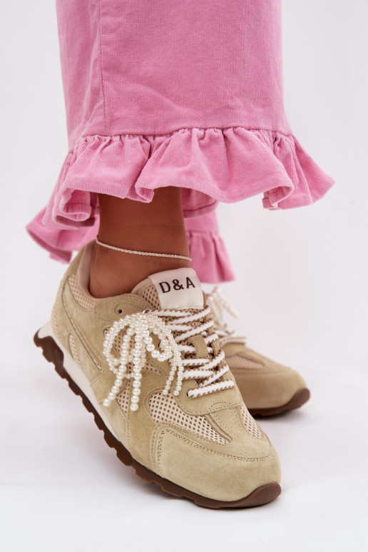 Peau en daim Chaussures modèle baskets Féminin MK61-0705 vert clair