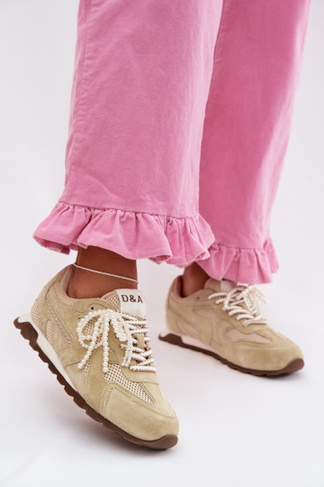 Peau en daim Chaussures modèle baskets Féminin MK61-0705 vert clair 2