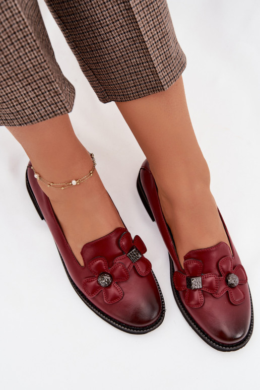 schoenen Dames met brede hakken Met sierlijki met bloemmotievenami bordeaux Tavillette