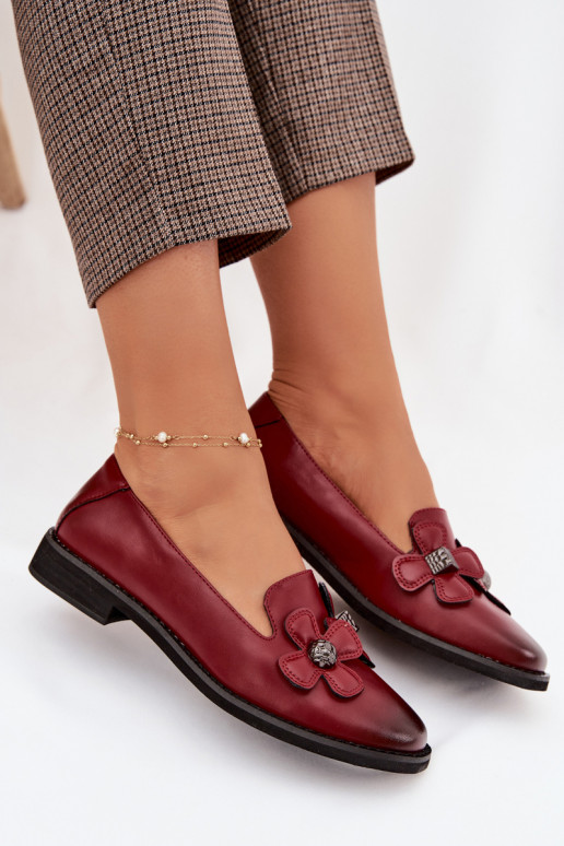 schoenen Dames met brede hakken Met sierlijki met bloemmotievenami bordeaux Tavillette