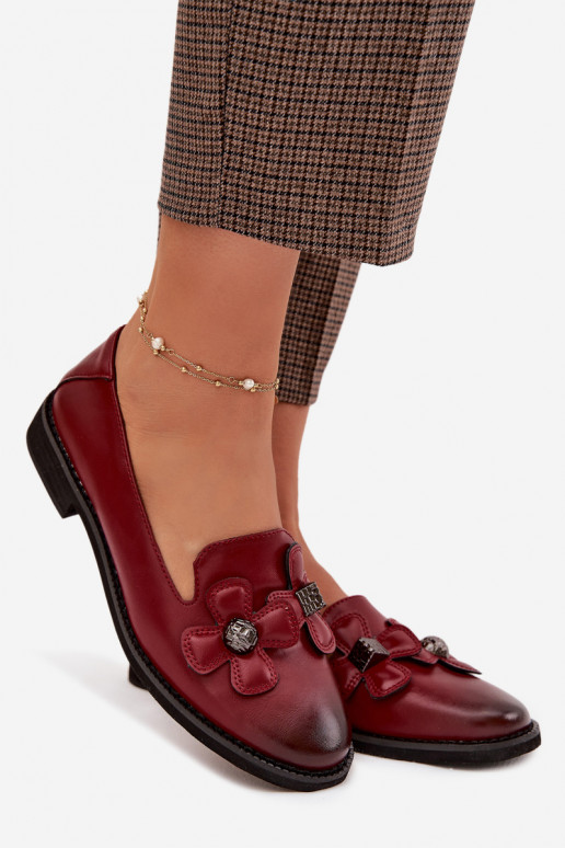 schoenen Dames met brede hakken Met sierlijki met bloemmotievenami bordeaux Tavillette
