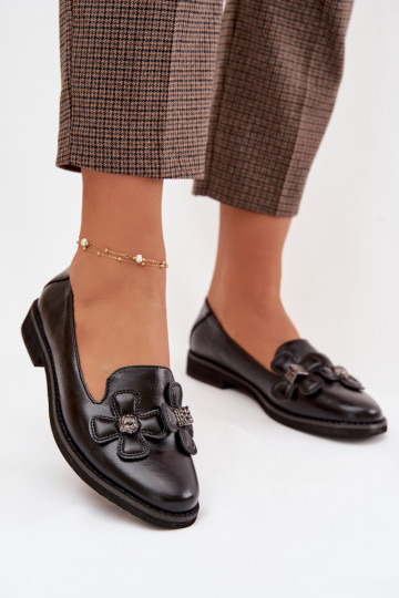 Damen Schuhe mit breitem Absatz und Blumenmuster in Schwarz Tavillette 2