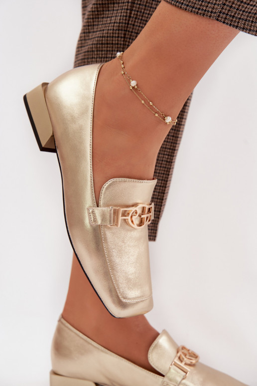 Haut Mokassins für Damen Mit Dekorationen Detalem D&A CR61-3125 goldene Farbe