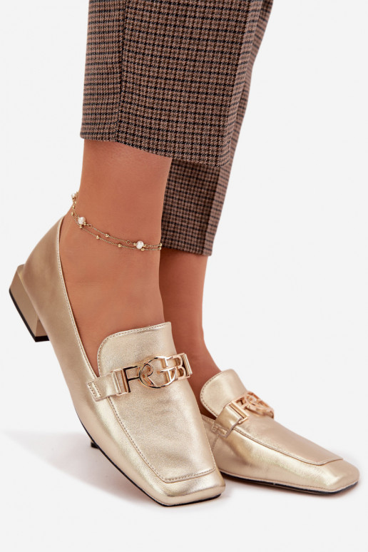 Leer dames mocassins Met sierlijk Detalem D&A CR61-3125 gouden kleur