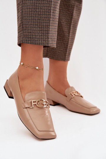 Peau mocassins pour femmes Avec des décorations Detalem D&A CR61-3125 beige 2