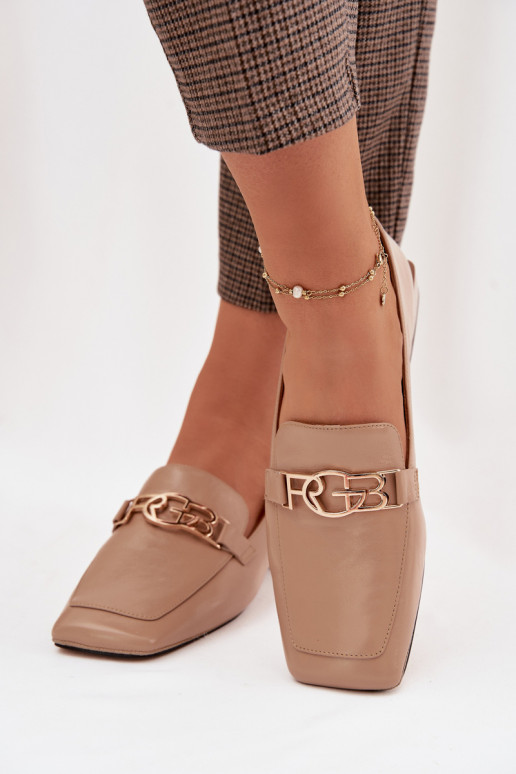 Haut Mokassins für Damen Mit Dekorationen Detalem D&A CR61-3125 Beige