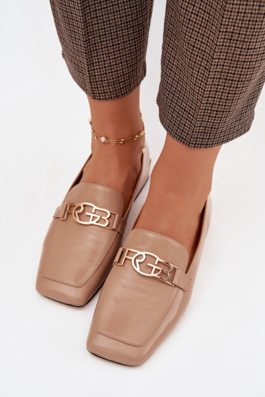 Leer dames mocassins Met sierlijk Detalem D&A CR61-3125 beige