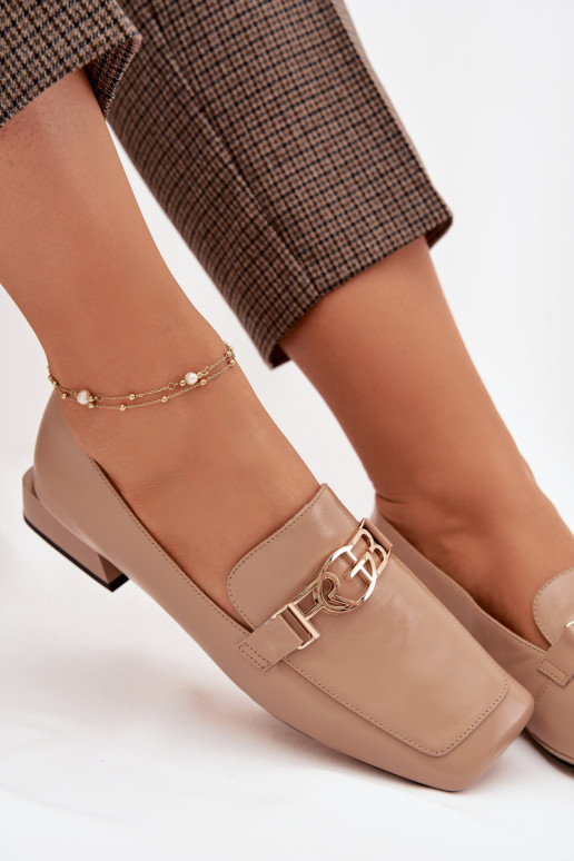 Haut Mokassins für Damen Mit Dekorationen Detalem D&A CR61-3125 Beige