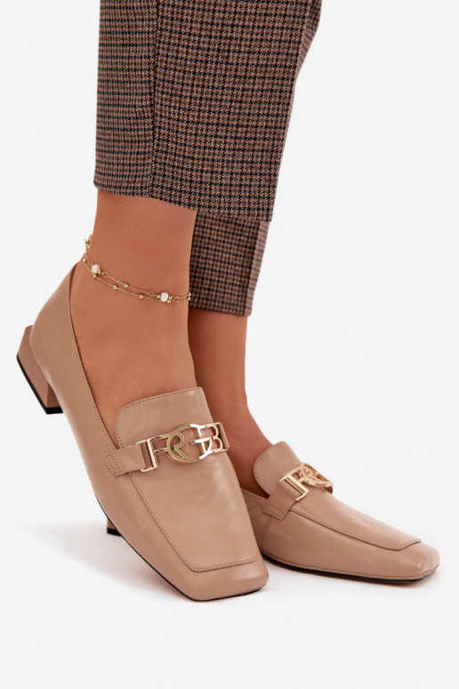 Leer dames mocassins Met sierlijk Detalem D&A CR61-3125 beige