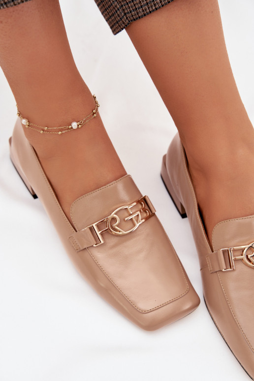 Haut Mokassins für Damen Mit Dekorationen Detalem D&A CR61-3125 Beige