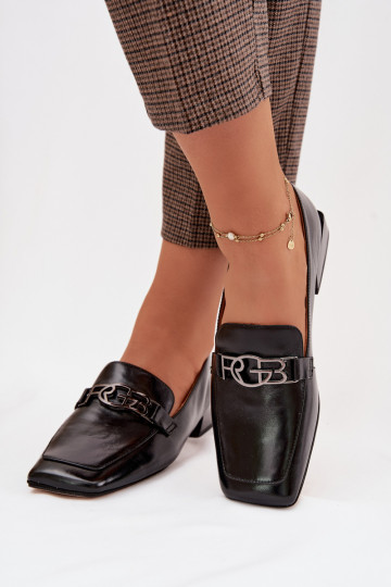 Mocassins en cuir pour femmes avec détails décoratifs D&A CR61-3125 couleur noire 2