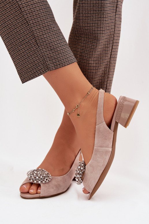 Dames sandalen Dames Op Klok met ornamenten D&A CR61-3030 beige