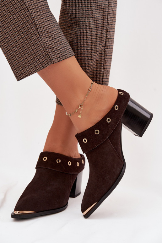 INildlederpantoffeln CoZuboy-Stil Feminin mit Absätzen D&A CR61-3059 CzekoladoZue