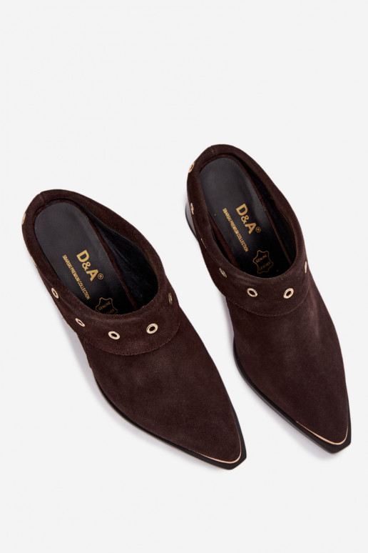 INildlederpantoffeln CoZuboy-Stil Feminin mit Absätzen D&A CR61-3059 CzekoladoZue