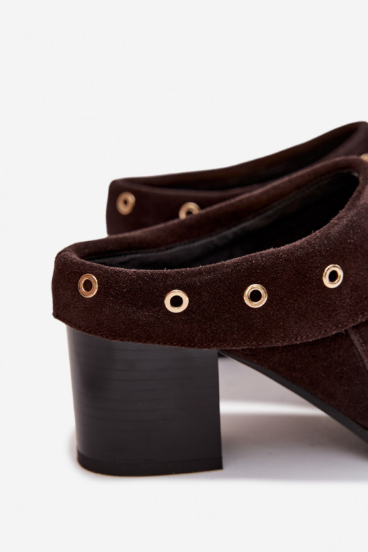 Pantoufles de Suèdes style coÀ-boy Féminin avec des talons D&A CR61-3059 CzekoladoÀe