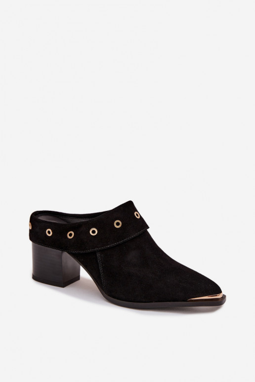 Suede pantoffels coInboystijl Dames met hakken D&A CR61-3059 zInart