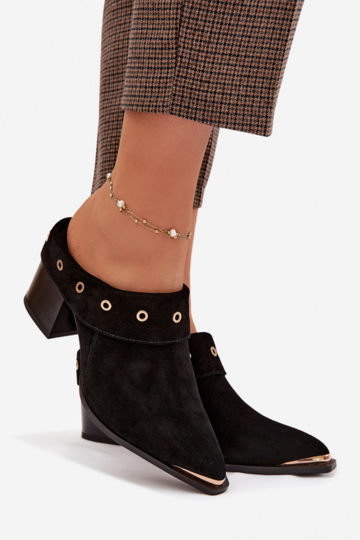 Suede pantoffels coInboystijl Dames met hakken D&A CR61-3059 zInart