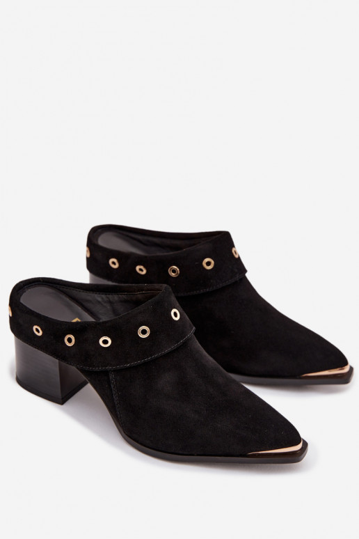 Pantoufles de Suèdes style coÀ-boy Féminin avec des talons D&A CR61-3059 couleur noire