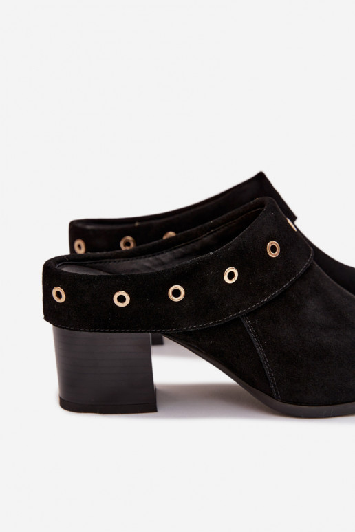 Pantoufles de Suèdes style coÀ-boy Féminin avec des talons D&A CR61-3059 couleur noire