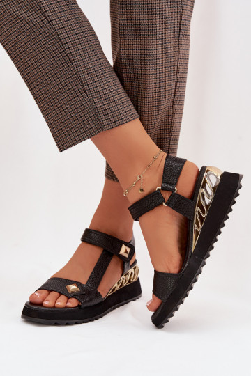 Damen Sandalen mit Plattform D&A CR61-3070 schwarz