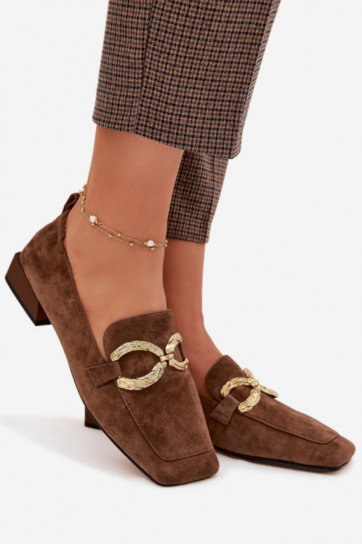 mocassins pour femmesActivéturalnego en daimu couleur dorée Detal D&A CR61-3115 marron