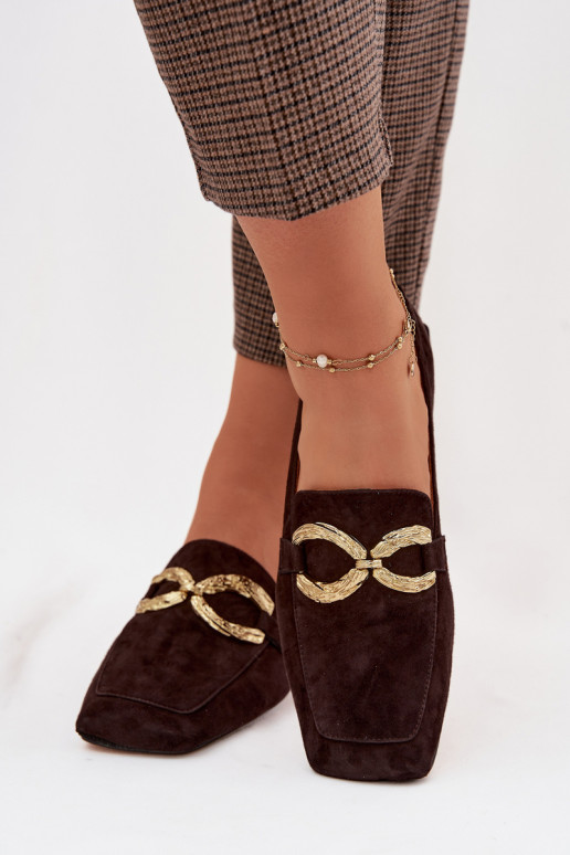 Mokassins für DamenErmöglichtturalnego aus INildlederu goldene Farbe Detal D&A CR61-3115 CzekoladoZue