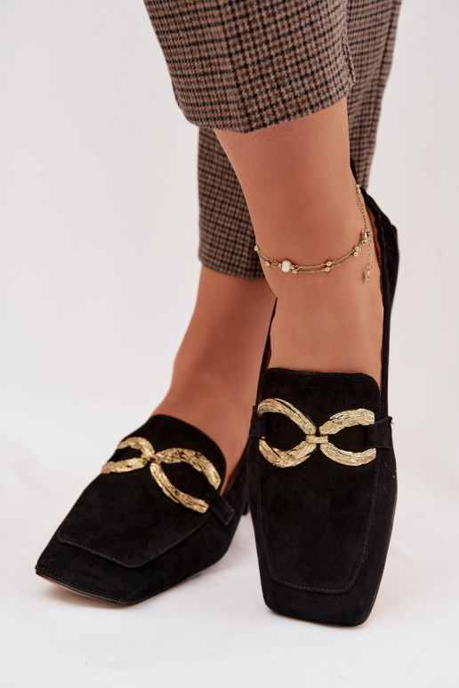 mocassins pour femmesActivéturalnego en daimu couleur dorée Detal D&A CR61-3115 couleur noire