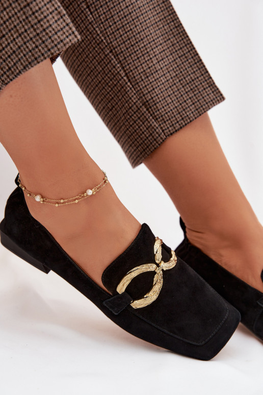 mocassins pour femmesActivéturalnego en daimu couleur dorée Detal D&A CR61-3115 couleur noire