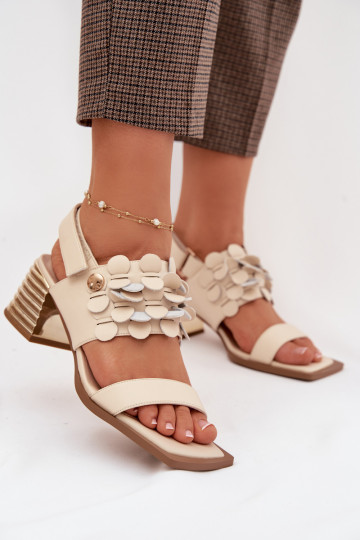 Sandales à talons en cuir D&A CR61-3062 couleur sable 2