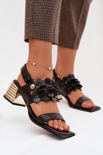 Sandales à talons en cuir D&A CR61-3062 couleur noire 2