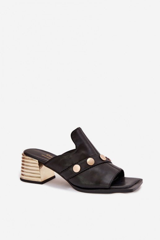 Leren pantoffels met hakken met versierde hakken D&A CR61-3063 zInart