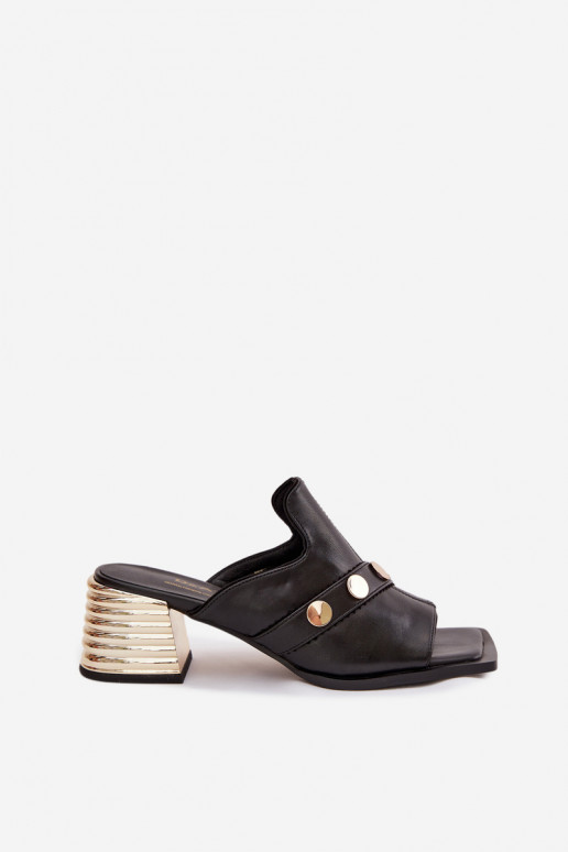 Leren pantoffels met hakken met versierde hakken D&A CR61-3063 zInart