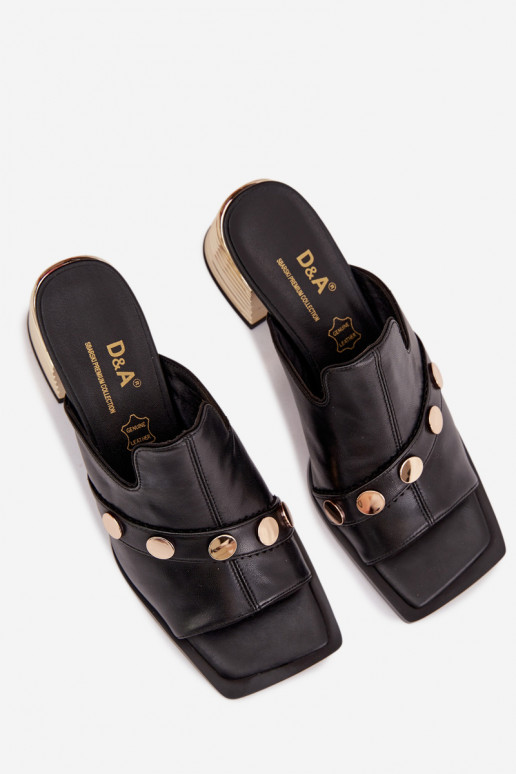 Leren pantoffels met hakken met versierde hakken D&A CR61-3063 zInart