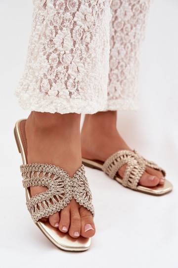 Chaussons Appartement pour femmes couleur dorée Fariella