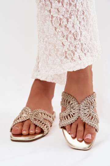 Dames platte slippers in goud Fariella 2