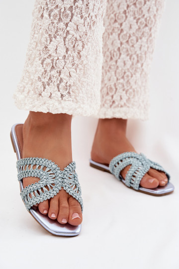 Dames platte slippers in blauw Fariella 2